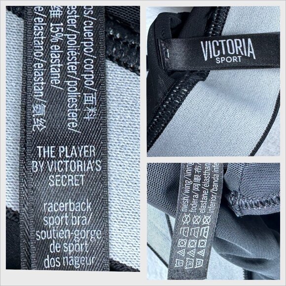 Victoria Secret Sport The Player Sport Bra Black Sz Medium Racerback Mesh NWOT - Picture 5 of 7
